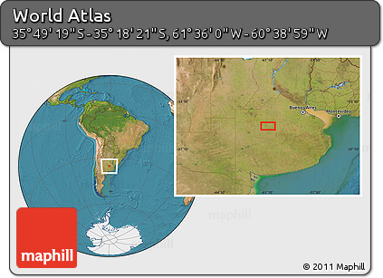 Satellite Location Map of the Area around 35° 33' 50" S, 61° 7' 30" W