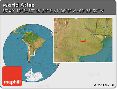 Satellite Location Map of the Area around 35° 33' 50" S, 61° 7' 30" W