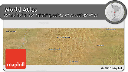 Satellite Panoramic Map of the Area around 35° 33' 50" S, 66° 13' 29" W