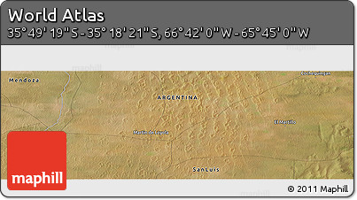 Satellite Panoramic Map of the Area around 35° 33' 50" S, 66° 13' 29" W