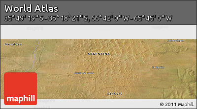 Satellite Panoramic Map of the Area around 35° 33' 50" S, 66° 13' 29" W