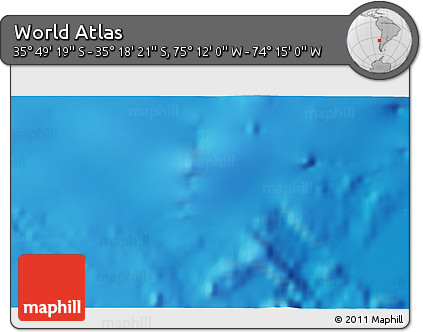 Physical 3D Map of the Area around 35° 33' 50" S, 74° 43' 29" W