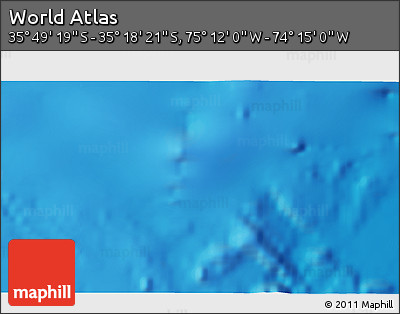 Physical 3D Map of the Area around 35° 33' 50" S, 74° 43' 29" W