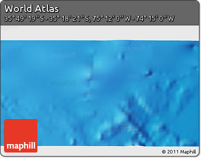 Physical 3D Map of the Area around 35° 33' 50" S, 74° 43' 29" W