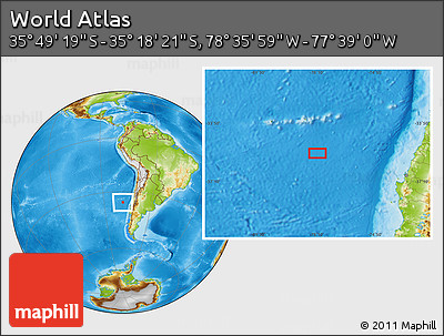 Physical Location Map of the Area around 35° 33' 50" S, 78° 7' 30" W