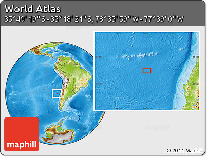 Physical Location Map of the Area around 35° 33' 50" S, 78° 7' 30" W