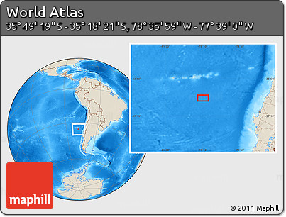 Shaded Relief Location Map of the Area around 35° 33' 50" S, 78° 7' 30" W