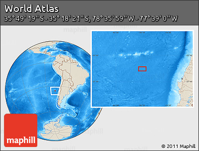 Shaded Relief Location Map of the Area around 35° 33' 50" S, 78° 7' 30" W