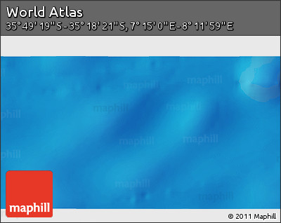 Physical 3D Map of the Area around 35° 33' 50" S, 7° 43' 29" E