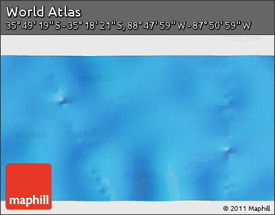 Physical 3D Map of the Area around 35° 33' 50" S, 88° 19' 29" W