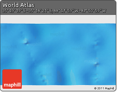 Physical 3D Map of the Area around 35° 33' 50" S, 88° 19' 29" W