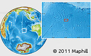 Physical Location Map of the area around 35° 33' 50" S, 92° 43' 29" E