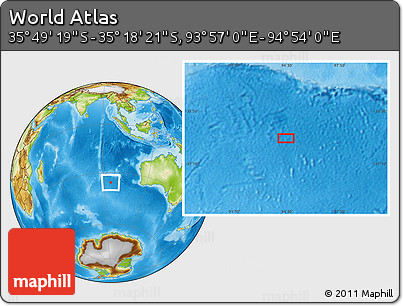 Physical Location Map of the Area around 35° 33' 50" S, 94° 25' 30" E