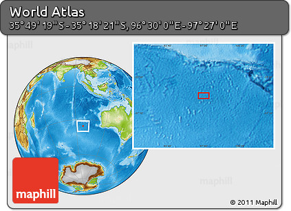 Physical Location Map of the Area around 35° 33' 50" S, 96° 58' 29" E