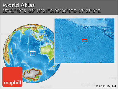 Physical Location Map of the Area around 35° 33' 50" S, 96° 58' 29" E