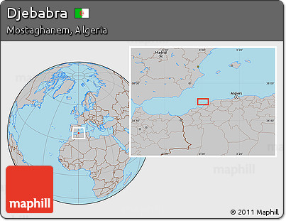 Gray Location Map of Djebabra