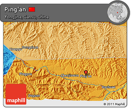 Political 3D Map of Ping'an