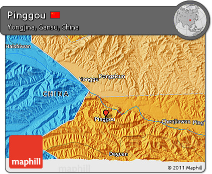 Political 3D Map of Pinggou