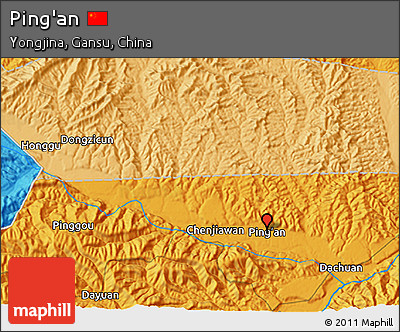 Political 3D Map of Ping'an