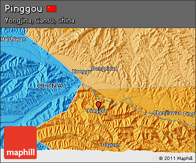 Political 3D Map of Pinggou