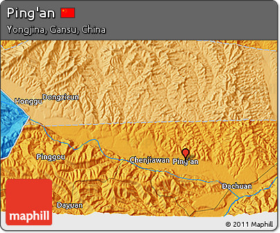 Political 3D Map of Ping'an