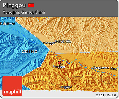 Political 3D Map of Pinggou