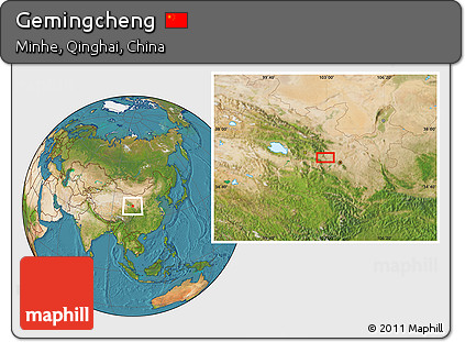 Satellite Location Map of Gemingcheng