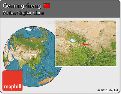 Satellite Location Map of Gemingcheng
