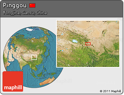 Satellite Location Map of Pinggou