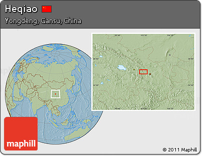 Savanna Style Location Map of Heqiao, hill shading