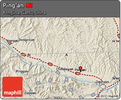 Shaded Relief Map of Ping'an
