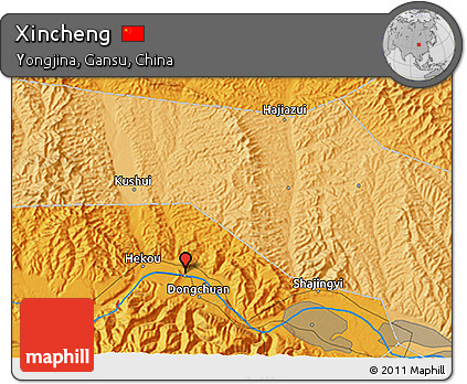Political 3D Map of Xincheng