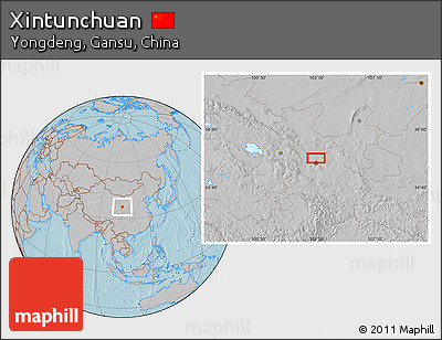 Gray Location Map of Xintunchuan, hill shading