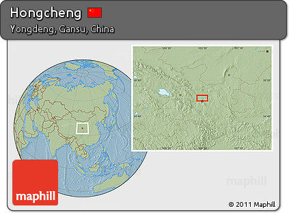 Savanna Style Location Map of Hongcheng, hill shading