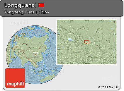 Savanna Style Location Map of Longquansi, hill shading