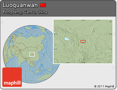 Savanna Style Location Map of Luoquanwan, hill shading