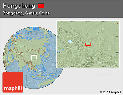Savanna Style Location Map of Hongcheng, hill shading