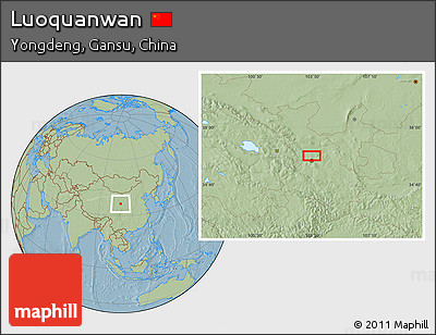 Savanna Style Location Map of Luoquanwan, hill shading