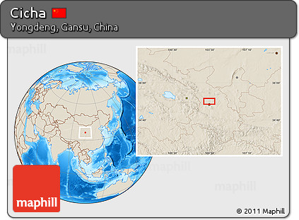 Shaded Relief Location Map of Cicha