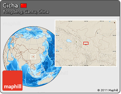 Shaded Relief Location Map of Cicha
