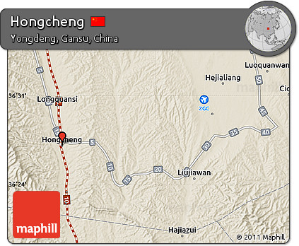 Shaded Relief Map of Hongcheng