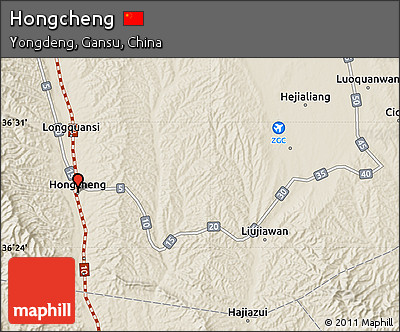 Shaded Relief Map of Hongcheng