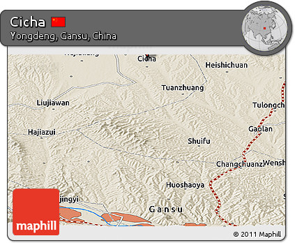 Shaded Relief Panoramic Map of Cicha