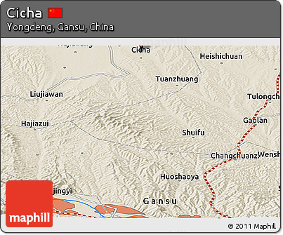 Shaded Relief Panoramic Map of Cicha