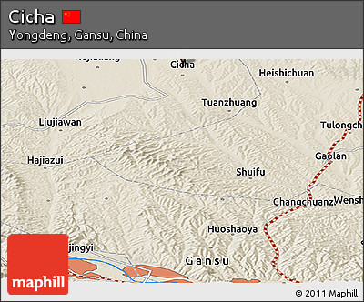 Shaded Relief Panoramic Map of Cicha