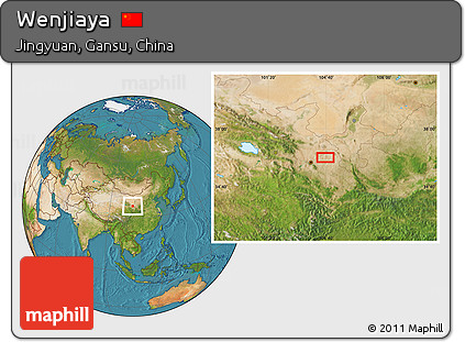 Satellite Location Map of Wenjiaya