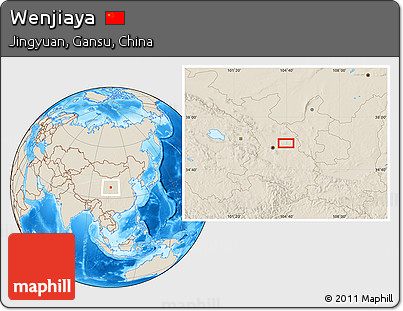 Shaded Relief Location Map of Wenjiaya