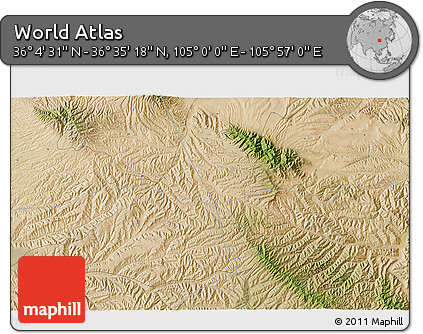 Satellite 3D Map of the Area around 36° 19' 55" N, 105° 28' 29" E