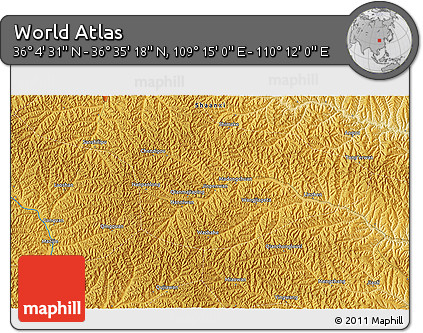 Physical 3D Map of the Area around 36° 19' 55" N, 109° 43' 29" E