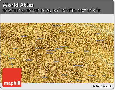 Physical 3D Map of the Area around 36° 19' 55" N, 109° 43' 29" E
